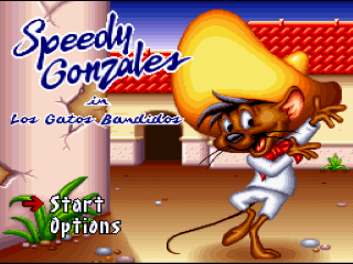 Speedy Gonzales Los Gatos Bandidos title screen for Super Nintendo
